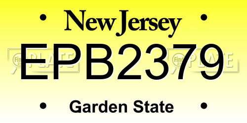 EPB2379 New Jersey License Plate