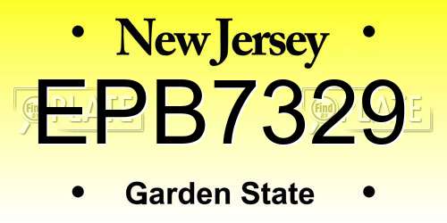 EPB7329 New Jersey License Plate