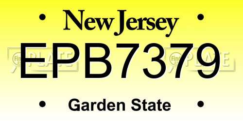 EPB7379 New Jersey License Plate