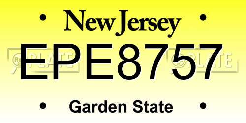 EPE8757 New Jersey License Plate