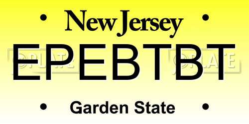 EPEBTBT New Jersey License Plate