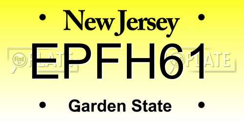 EPFH61 New Jersey License Plate