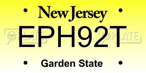 EPH92T New Jersey License Plate