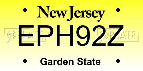 EPH92Z New Jersey License Plate