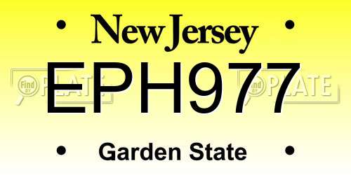 EPH977 New Jersey License Plate