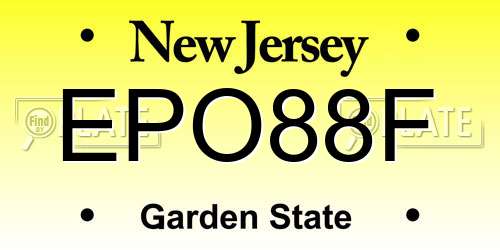 EPO88F New Jersey License Plate