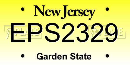 EPS2329 New Jersey License Plate