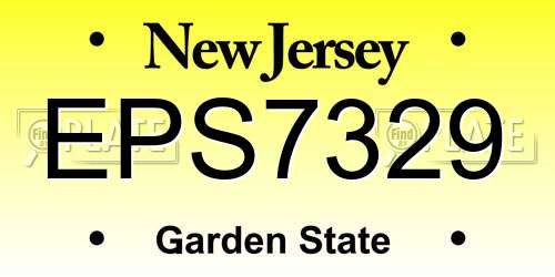 EPS7329 New Jersey License Plate
