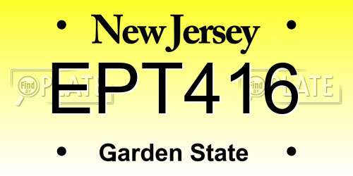 EPT416 New Jersey License Plate
