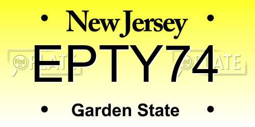 EPTY74 New Jersey License Plate