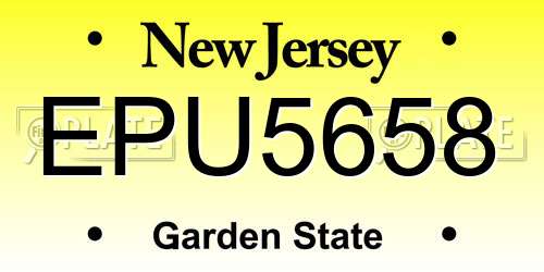EPU5658 New Jersey License Plate