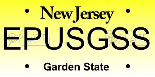 EPUSGSS New Jersey License Plate