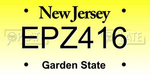 EPZ416 New Jersey License Plate