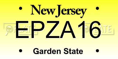 EPZA16 New Jersey License Plate