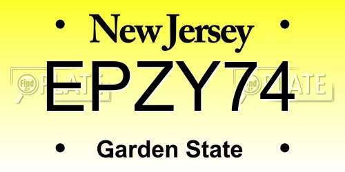 EPZY74 New Jersey License Plate