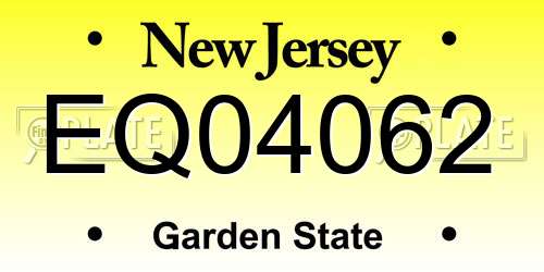 EQ04062 New Jersey License Plate