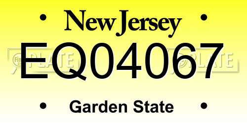 EQ04067 New Jersey License Plate