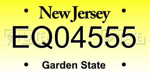 EQ04555 New Jersey License Plate