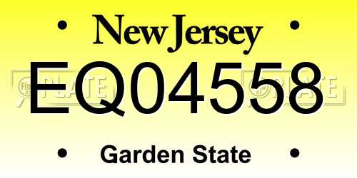 EQ04558 New Jersey License Plate
