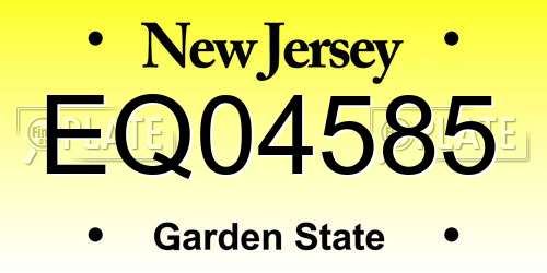 EQ04585 New Jersey License Plate