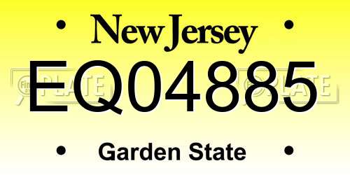 EQ04885 New Jersey License Plate