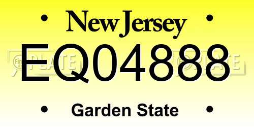 EQ04888 New Jersey License Plate