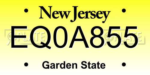 EQ0A855 New Jersey License Plate