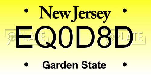 EQ0D8D New Jersey License Plate