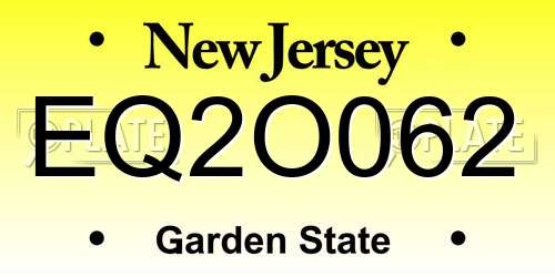 EQ2O062 New Jersey License Plate