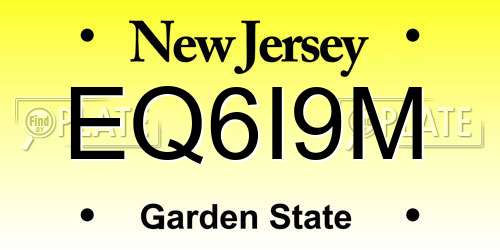 EQ6I9M New Jersey License Plate