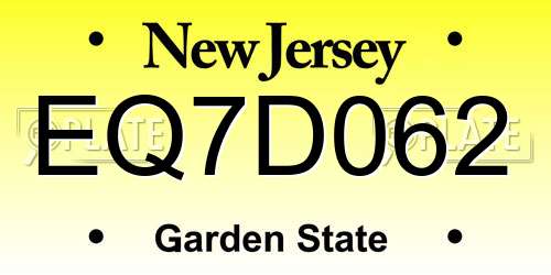 EQ7D062 New Jersey License Plate