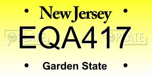 EQA417 New Jersey License Plate