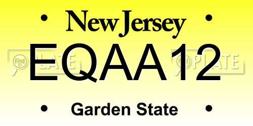 EQAA12 New Jersey License Plate