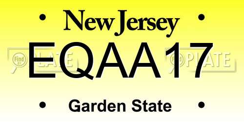 EQAA17 New Jersey License Plate