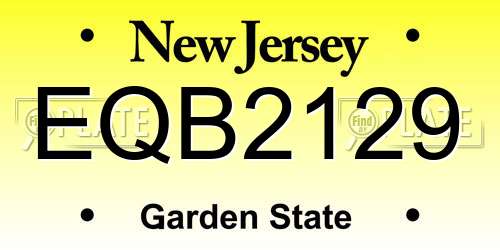 EQB2129 New Jersey License Plate