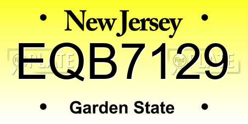 EQB7129 New Jersey License Plate
