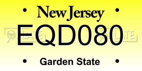 EQD080 New Jersey License Plate