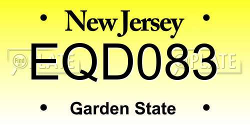 EQD083 New Jersey License Plate
