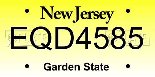 EQD4585 New Jersey License Plate