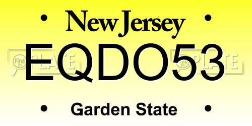 EQDO53 New Jersey License Plate