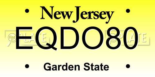 EQDO80 New Jersey License Plate