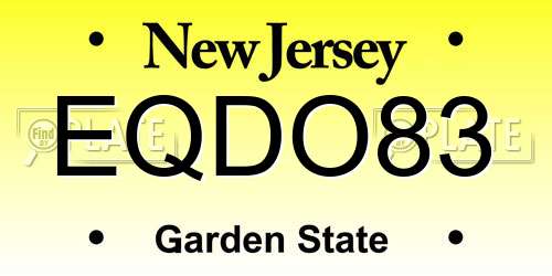 EQDO83 New Jersey License Plate