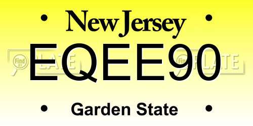 EQEE90 New Jersey License Plate