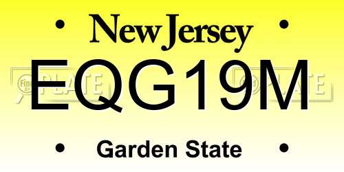 EQG19M New Jersey License Plate