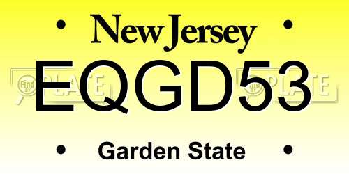 EQGD53 New Jersey License Plate