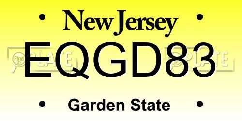 EQGD83 New Jersey License Plate