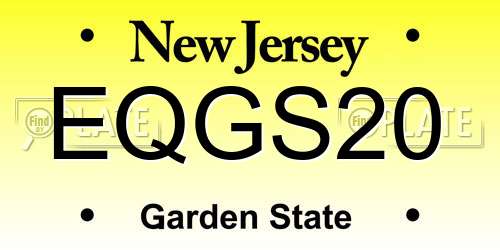 EQGS20 New Jersey License Plate