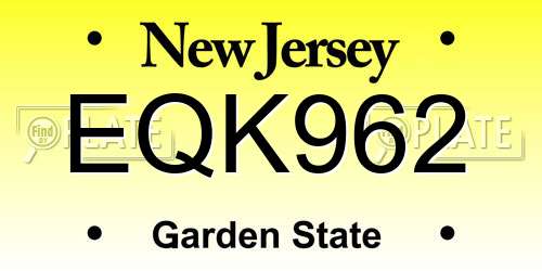 EQK962 New Jersey License Plate