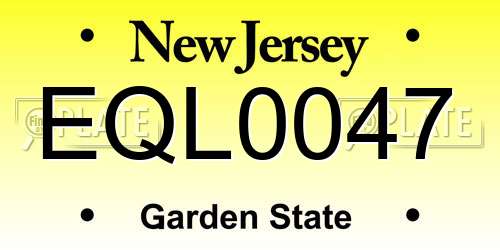 EQL0047 New Jersey License Plate