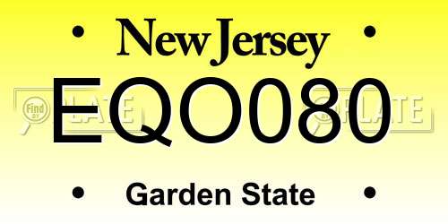 EQO080 New Jersey License Plate